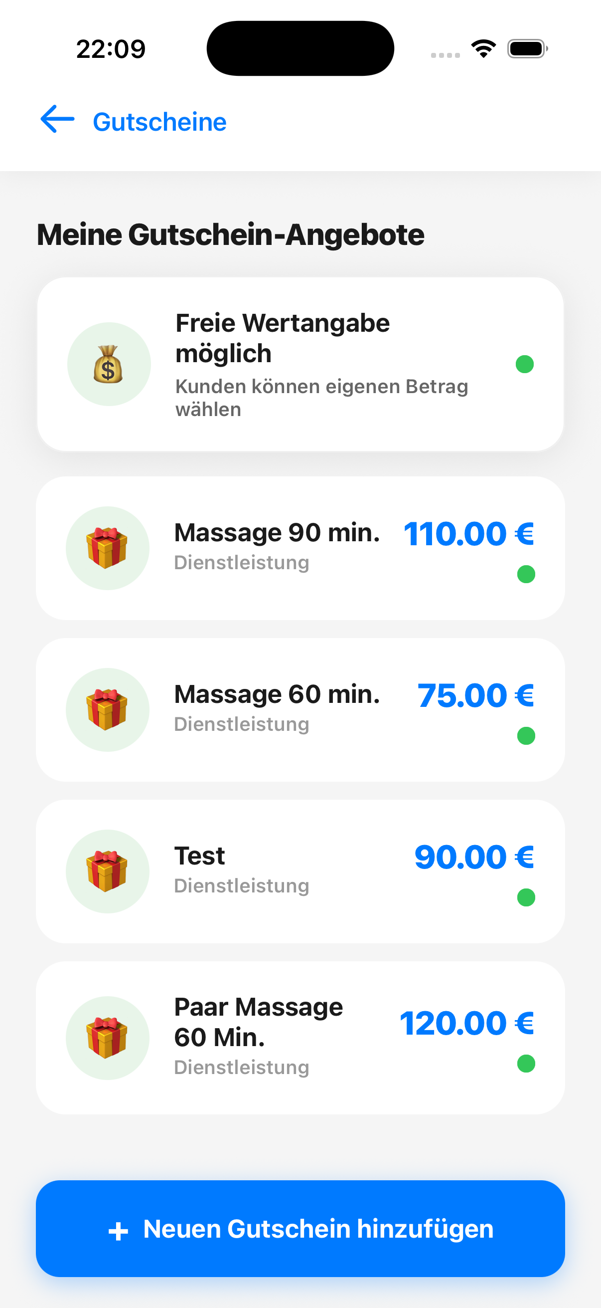 Gutscheine verwalten